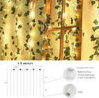 Fake Wall Curtain Ivy Vines with String Lights for Room Decor 98Ft, alternate view 4