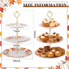 Fall 3 Tier Dessert Stand Ceramic Serving Tray for Thanksgiving in Orange, alternate view 2