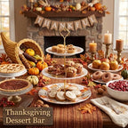 Fall 3 Tier Dessert Stand Ceramic Serving Tray for Thanksgiving in Orange, alternate view 7