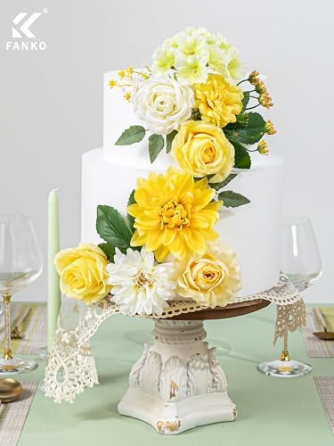 Fall Artificial Flowers DIY Bouquet Combo Faux Rose Daisy for Decor in Cream Yellow, alternate view 4