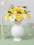 Fall Artificial Flowers DIY Bouquet Combo Faux Rose Daisy for Decor in Cream Yellow, alternate view 5