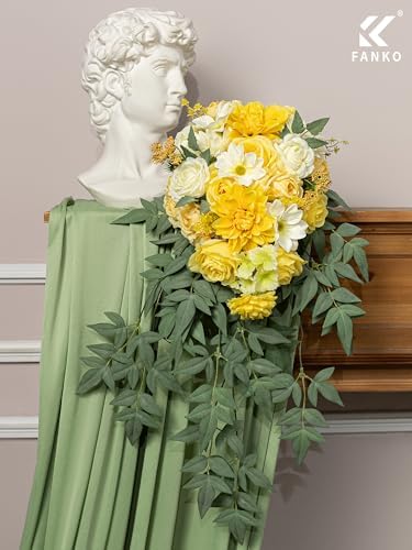 Fall Artificial Flowers DIY Bouquet Combo Faux Rose Daisy for Decor in Cream Yellow, alternate view 6