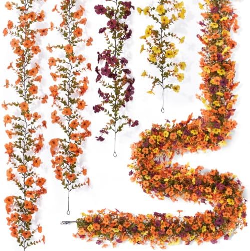 Fall Artificial Flowers Garland Fake Mums Vine for Home Decoration