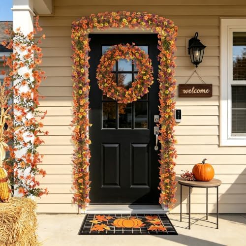 Fall Artificial Flowers Garland Fake Mums Vine for Home Decoration, alternate view 6