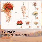 Fall Artificial Geranium Flowers for Outdoors Planter Fake Plants 12 PCS, alternate view 2