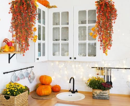 Fall Artificial Hanging Plants Fake Fall Flowers Faux Autumn Vines, alternate view 4