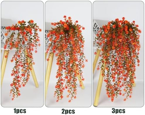 Fall Artificial Hanging Plants Fake Fall Flowers Faux Autumn Vines, alternate view 5