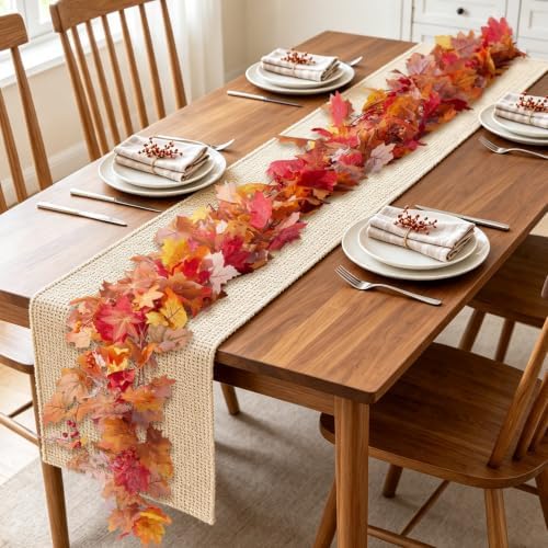 Fall Artificial Maple Leaf Garland with Fake Fruit Home Decor, alternate view 2