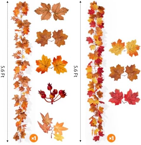 Fall Artificial Maple Leaf Garland with Fake Fruit Home Decor, alternate view 3