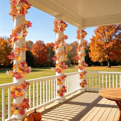 Fall Artificial Maple Leaf Garland with Fake Fruit Home Decor, alternate view 4