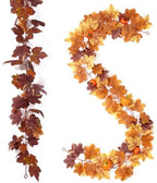 Fall Artificial Maple Leaf Garland with Fake Pumpkin Halloween Decor