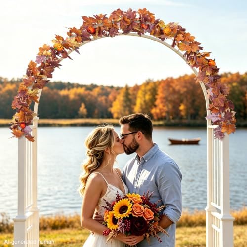 Fall Artificial Maple Leaf Garland with Fake Pumpkin Halloween Decor, alternate view 5