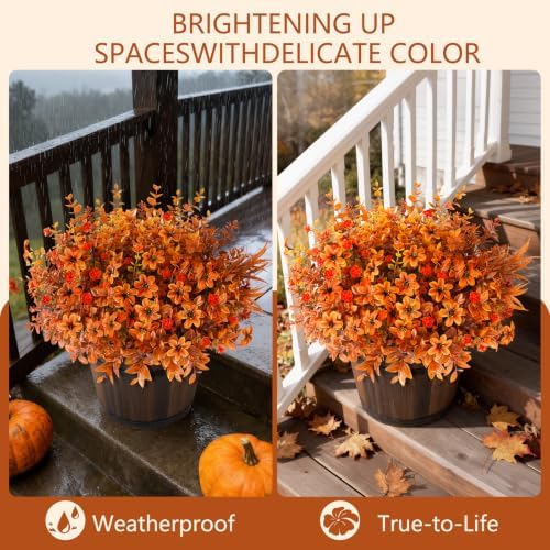 Fall Artificial Mums Flowers for Outdoors Planter Fake Plants 12 Bundles, alternate view 3