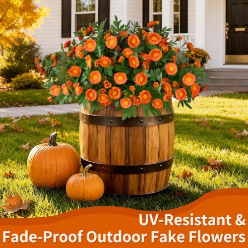 Fall Artificial Mums Flowers for Outdoors Planter Fake Plants 6 PCS, alternate view 4
