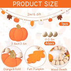 Fall Banner, Fall Garland, Felt Pumpkin Garland and Wood Bead for Home, Thanksgving Fall Decorations Indoor, alternate view 5