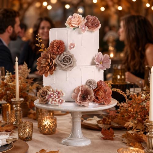 Fall Brown Artificial Flowers Combo Box Set Silk Flowers Fake Rose for DIY Floral Arrangements Wedding Bouquets, alternate