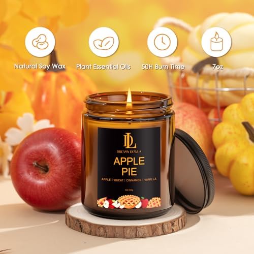 Fall Candle, Apple Pie Scented for Home, 7oz Soy Wax, alternate view 2