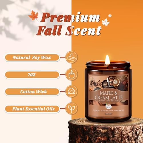 Fall Candle, Maple & Cream Latte Scented Candles for Home, Natural Soy Autumn Candle Aromatherapy Candle, 7 oz, alternate