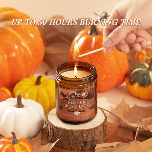 Fall Candle, Maple & Cream Latte Scented Candles for Home, Natural Soy Autumn Candle Aromatherapy Candle, 7 oz, alternate