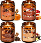 Fall Candles Set, 4 Pack Candles for Home Scented Natural Soy Wax, Autumn Gifts Set for Women Men, Fall