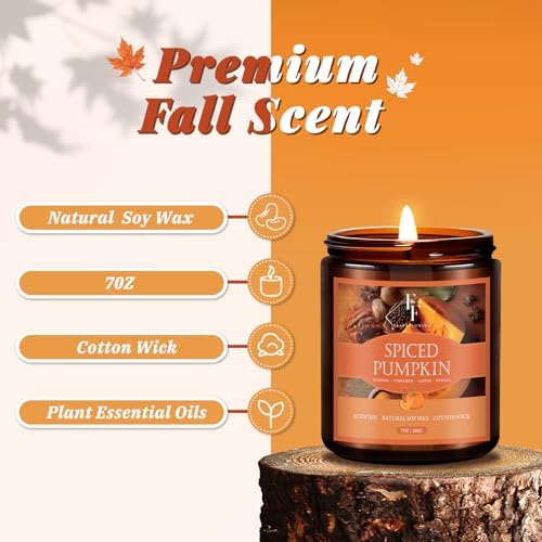 Fall Candles Set, 4 Pack Candles for Home Scented Natural Soy Wax, Autumn Gifts Set for Women Men, Fall, alternate view 2