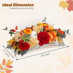 Fall Centerpiece for Table, Handmade Realistic Silk Floral Arrangement with Peonies, Roses, Berries & Foam, alternate view 3