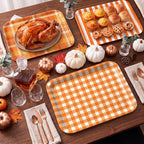 Fall Checked Serving Platters Set, Serving Trays, 3Pack, 13x10Inch in 13x10Inch in 3pcs Fall Checked, alternate view 2