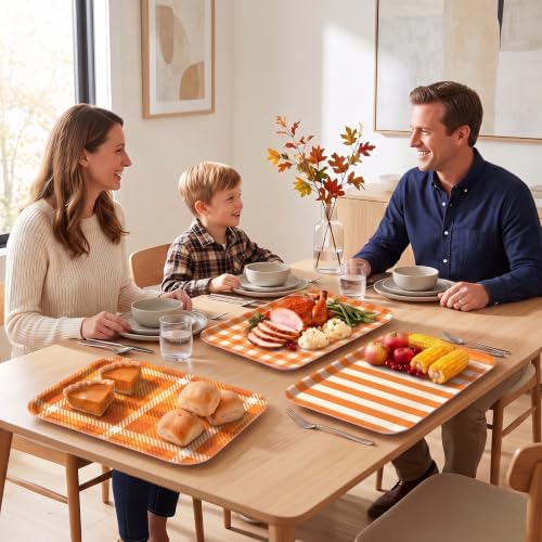 Fall Checked Serving Platters Set, Serving Trays, 3Pack, 13x10Inch in 13x10Inch in 3pcs Fall Checked, alternate view 6