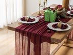 Fall Christmas Decorations Burgundy Cheesecloth Table Runner 120 Inches, alternate view 2