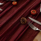 Fall Christmas Decorations Burgundy Cheesecloth Table Runner 120 Inches, alternate view 3
