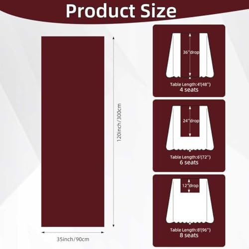 Fall Christmas Decorations Burgundy Cheesecloth Table Runner 120 Inches, alternate view 6