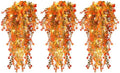 Fall Decor Artificial Flowers Faux Hanging Plants with Lights 3Pcs