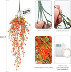 Fall Decor Artificial Flowers Faux Hanging Plants with Lights 3Pcs, alternate view 3