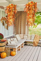Fall Decor Artificial Flowers Faux Hanging Plants with Lights 3Pcs, alternate view 6