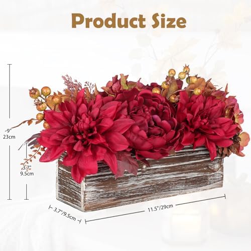 Fall Decor Autumn Harvest Floral Centerpiece with Artificial Peony Chrysanthemum Hydrangea Flowers Berries, alternate view 2