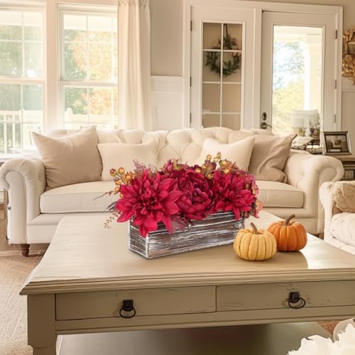 Fall Decor Autumn Harvest Floral Centerpiece with Artificial Peony Chrysanthemum Hydrangea Flowers Berries, alternate view 5