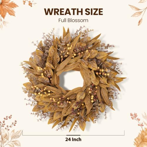 Fall Decorations for Home, Fall Autumn Eucalyptus Wreaths for Front Door, alternate view 3