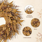Fall Decorations for Home, Fall Autumn Eucalyptus Wreaths for Front Door, alternate view 4