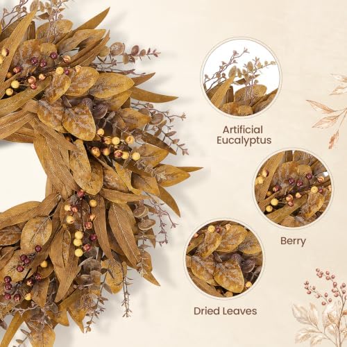 Fall Decorations for Home, Fall Autumn Eucalyptus Wreaths for Front Door, alternate view 4