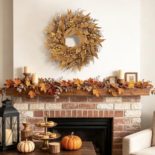 Fall Decorations for Home, Fall Autumn Eucalyptus Wreaths for Front Door, alternate view 5