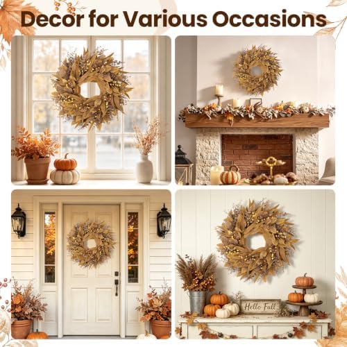Fall Decorations for Home, Fall Autumn Eucalyptus Wreaths for Front Door, alternate view 7