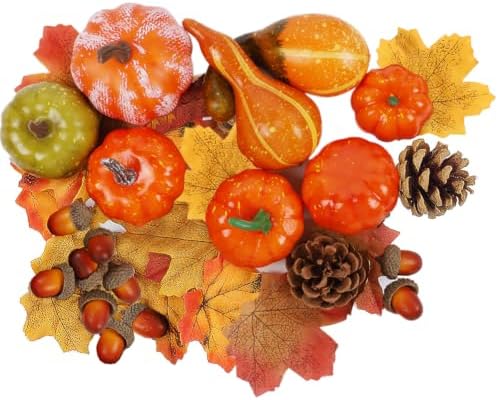 Fall Decorations for Home Mini Pumpkins Gourds & Leaves Set
