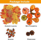 Fall Decorations for Home Mini Pumpkins Gourds & Leaves Set, alternate view 5