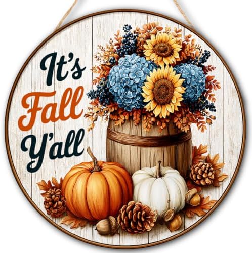 Fall Decorations Wooden Hanging Sign for Home, It's Fall Y'all Pumpkin Sign