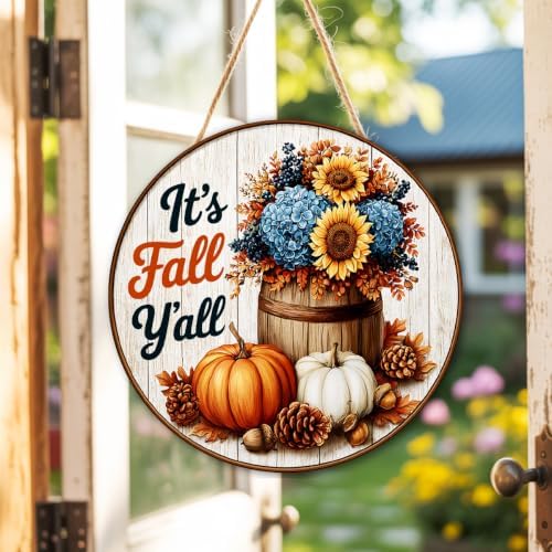 Fall Decorations Wooden Hanging Sign for Home, It's Fall Y'all Pumpkin Sign, alternate view 7