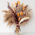 Fall Dried Flower Bouquet with Pampas Grass, Orange Bunny Tails, Lavender & Red Eucalyptus - Boho Fall Decor for
