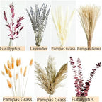 Fall Dried Flower Bouquet with Pampas Grass, Orange Bunny Tails, Lavender & Red Eucalyptus - Boho Fall Decor for, alternate