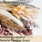 Fall Dried Flower Bouquet with Pampas Grass, Orange Bunny Tails, Lavender & Red Eucalyptus - Boho Fall Decor for, alternate