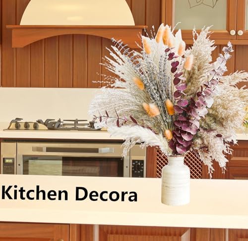 Fall Dried Flower Bouquet with Pampas Grass, Orange Bunny Tails, Lavender & Red Eucalyptus - Boho Fall Decor for, alternate