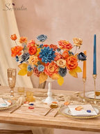 Fall Flowers Artificial Orange Navy Blue Silk Flowers for Wedding, alternate view 3